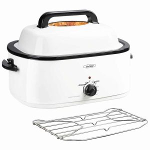 20-Quart White Stainless Steel Electric Turkey Roaster with See-through Lid  |  Toaster Ovens Kitchen Appliances Toaster Ovens