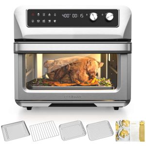 21QT Convection Air Fryer Toaster Oven 8-in-1 w/ 5 Accessories – 16” x 16” x 14”  |  Toasters Kitchen Appliances Silver