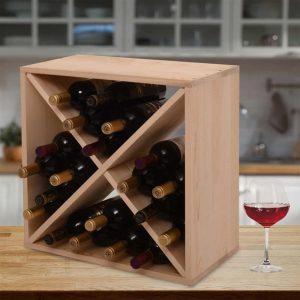 24 Bottle Solid Wood Tabletop Wine Bottle Rack,Burlywood  |  Wine Racks Kitchen Storage Brown