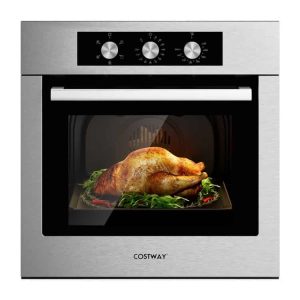 24 Inch Single Wall Oven 2.47Cu.ft with 5 Cooking Modes – Silver – 23.4″ x 23.8″ x 23.4″ (L x W x H)  |  Toaster Ovens Kitchen Appliances Black, Silver