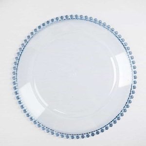 24 Pcs 12 Inch Round Beaded Charger Plates  |  Plates Dinnerware Blue, Clear, Gold, Green, Grey, Purple, Red, Silver