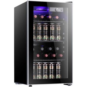 26 Bottle Wine Cooler/Cabinet Beverage Refrigerator  |  Wine Racks Kitchen Storage Black