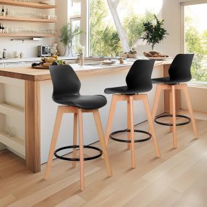 26″ Upholstered Swivel Counter Height Bar Stools – 36.22″ H x 16.54″ W x 18.11″ D  |  Counter and Bar Stools Counter & Bar Stools Black, White