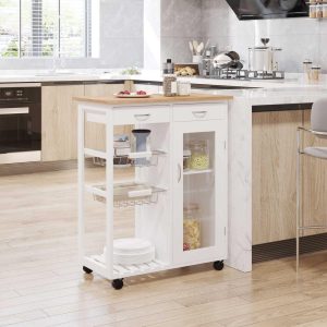 28” White Rolling Kitchen Trolley Serving Cart  |  Kitchen Carts Kitchen Carts Kitchen Carts