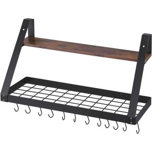 29.5-in. W Kitchen Pot-Pan Organizer  |  Pot Racks Kitchen Storage Black