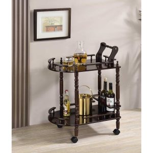 29 In. 2-Tier Wine Service Bar Cart  |  Home Bars Kitchen Furniture Brown