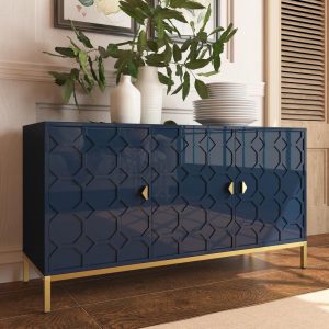 3 Door Glossy Media Storage Sideboard Accent Cabinet  |  Buffets and Sideboards Buffets & Sideboards Black, Blue, Green, White