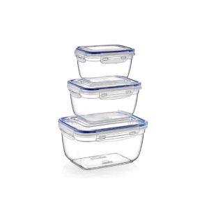 3 Pack Deep Rectangular Sealed Containers – 20 oz., 33 oz.,60 oz.  |  Food Storage Containers Food Storage Containers Clear