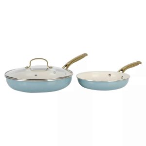 3 Piece Ceramic Nonstick Aluminum Frying Pans  |  Pots and Pans Pots & Pans Blue