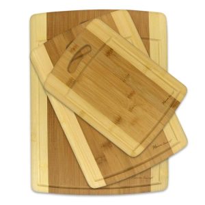 3-piece Cutting Board Set – Bamboo Cutlery Chopping Board Set with Drip Groove  |  Cutlery Cutlery Brown