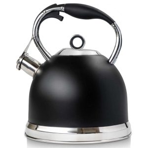 3 Quart Loud Whistling Teapot with Cool Grip, Black  |  Tea Kettle Coffee & Tea Black