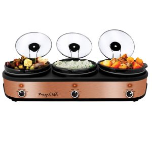 3 Set 2.5Qt Slow Cooker Server Copper/Black with Ceramic Pots  |  Slow Cookers Kitchen Appliances Black