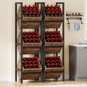 3 Tier Freestanding Floor Wooden Wine Rack – N/A  |  Wine Racks Kitchen Storage Brown