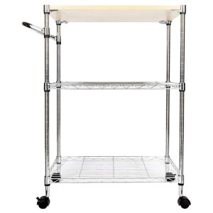 3-Tier Rolling Kitchen Trolley Cart Steel Island Storage Utility Service Dining  |  Pantry Organizer Kitchen Storage Black