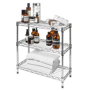 3-Tier Steel Wire Shelving, 17.5″ W x 7.5″ D x 18.5″ H  |  Pantry Organizer Kitchen Storage Pantry Organizer