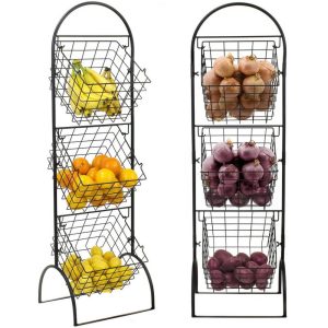 3 Tier Wall Mounted Storage Rack  |  Pantry Organizer Kitchen Storage Black