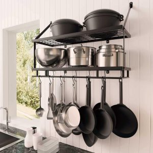 30-in. W Kitchen Pot-Pan Organizer  |  Pot Racks Kitchen Storage Black