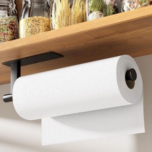 304 Stainless Steel Kitchen Paper Towel Holder  |  Pantry Organizer Kitchen Storage Black