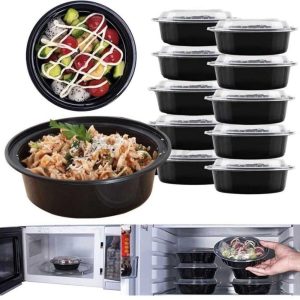 32 oz Round BPA-Free Food Containers with Lids  |  Food Storage Containers Food Storage Containers Black