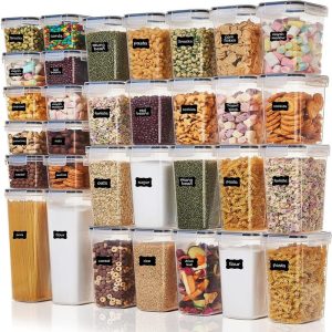 32pcs Airtight Food Storage Containers Set  |  Kitchen Canisters Kitchen Canisters Black