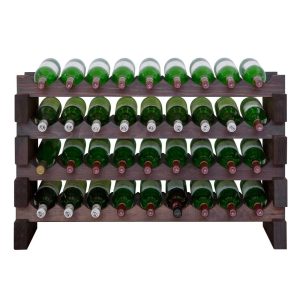 36 Bottle, 4 x 9 Bottle Modular Wine Rack, Stained  |  Wine Racks Kitchen Storage Brown