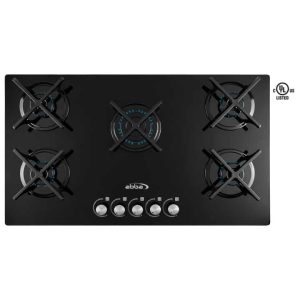 36″ Gas-on-Glass Cooktop with 5 Burners and X Shaped Grates  |  Major Appliances Kitchen Appliances Black