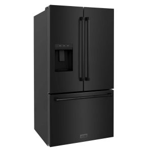 36 in Standard-Depth French Door External Water Dispenser Refrigerator with Dual Ice Maker in Black Stainless Steel  |  Major Appliances Kitchen Appliances Black