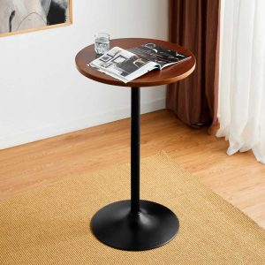 39.5″H Modern Bistro Walnut Top Round Pub Bar Table  |  Bar Tables Bar Tables Bar Tables