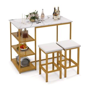 3PCS Bar Table Set Kitchen Counter Height Table 2 Stools Space – See Details  |  Bar Tables Bar Tables Bar Tables