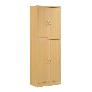 4-Door Kitchen Pantry with 4-Shelves, 5-Compartments in Beech  |  Pantry Cabinets Kitchen Furniture Beige, Black, Brown, Grey, Red, White