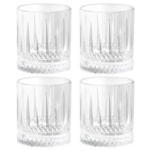 4 Piece 13 Ounce Iceberg Embossed Double Old-Fashioned Glass Set  |  Cups Cups Clear