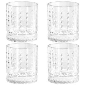 4 Piece 13 Ounce Teardrop Embossed Double Old-Fashioned Glass Set  |  Cups Cups Clear