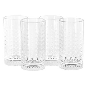 4 Piece 16 Ounce Teardrop Embossed Glass Tumbler Set  |  Cups Cups Clear