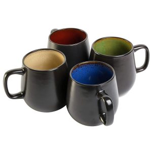 4 Piece 20 Ounce Stoneware Mug Set  |  Mugs Dinnerware Black