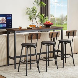 4-Piece Bar Table Set, Pub Dining Table & PU Upholstered Stools  |  Bar Tables Bar Tables Bar Tables