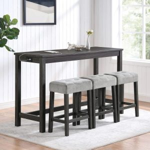 4-Piece Bar Table Set with 3 Upholstered Chairs  |  Bar Tables Bar Tables Bar Tables