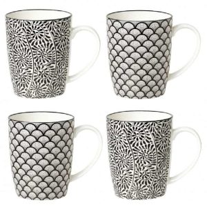 4 Piece Coffee Mug Set – Color  |  Mugs Dinnerware Black, Blue, Multi