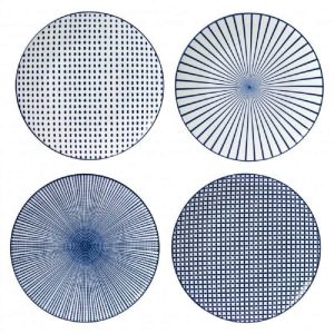 4 Piece Dessert Plate Set – Color  |  Plates Dinnerware Black, Blue, Multi