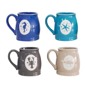 4 Piece Nautical Ocean Assorted Mug Set – 16 oz  |  Mugs Dinnerware Mugs