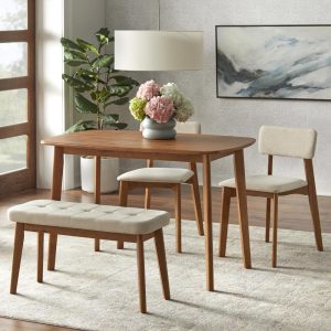 4-Piece Nettie Solid Wood Dining Set  |  Kitchen and Dining Sets Kitchen & Dining Sets Brown