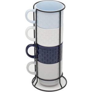 4 Piece Stackable Mug Set with Stand  |  Mugs Dinnerware Mugs