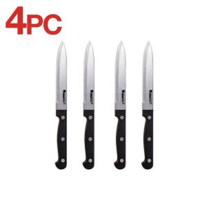 4 Piece Steak Knife Set,Stainless-Steel Serrated Blades, Full-Tang Knives – Black  |  Kitchen Tools Kitchen Tools Kitchen Tools