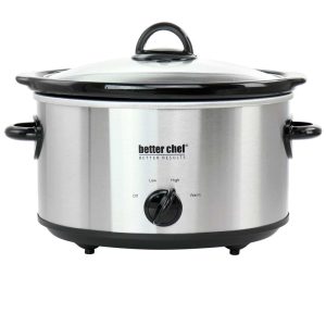 4 Quart Oval Slow Cooker with Removable Stoneware Crock  |  Slow Cookers Kitchen Appliances Silver