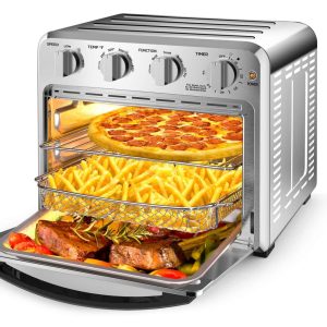 4 Slice 16QT Stainless Steel All In One Air Fryer Toaster Oven Combo  |  Toasters Kitchen Appliances Silver