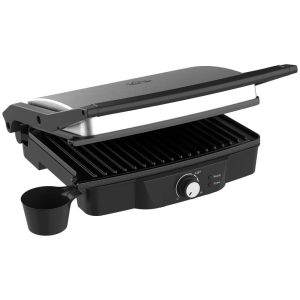 4 Slice Panini Press Grill, Stainless Steel Sandwich Maker with Non-Stick Double Plates  |  Toaster Ovens Kitchen Appliances Black