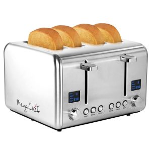 4 Slice Toaster in Stainless Steel Silver  |  Toasters Kitchen Appliances Silver