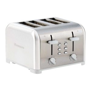 4-Slice White Stainless Steel Toaster, Dual Controls,Wide Slot  |  Toasters Kitchen Appliances Toasters