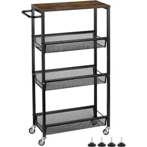 4 Tier Slim Storage Cart  |  Kitchen Carts Kitchen Carts Black, Silver, White