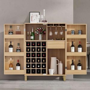 42.5″ Modern Carved Home Bar Cabinet with Storage  |  Home Bars Home Bars Home Bars