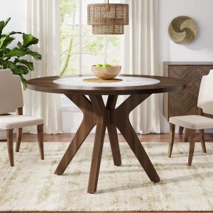 47.2 Inch Round Wood Dining Table for 4-6 People  |  Kitchen and Dining Tables Kitchen & Dining Tables Brown